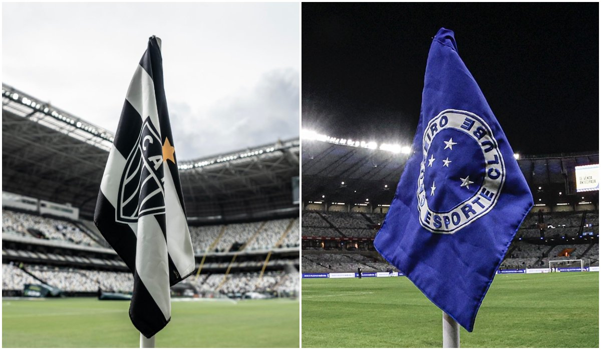 Bandeiras de Atlético e Cruzeiro (foto: Pedro Souza/Atlético e Staff Images/Cruzeiro)