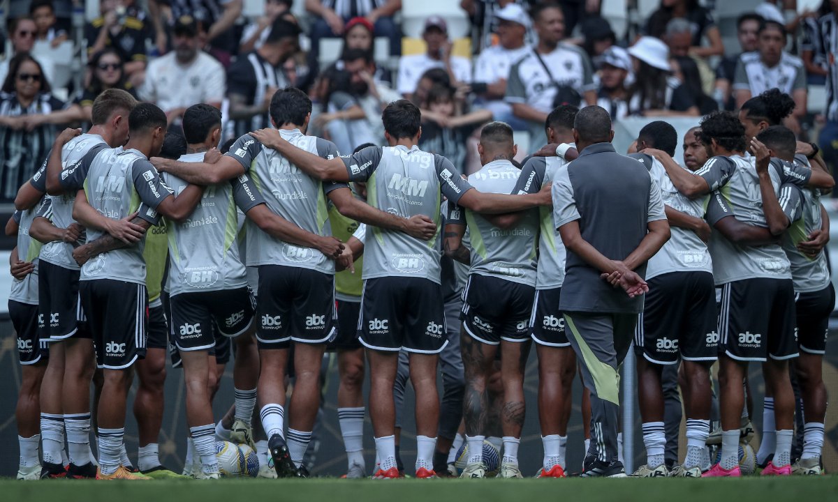 Jogadores do Atlético em partida na Arena MRV (foto: Pedro Souza/Atlético)
