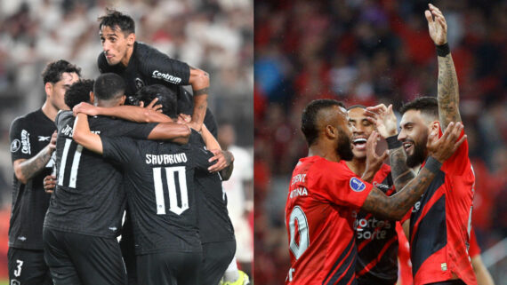 Botafogo e Athletico-PR se enfrentam pelo Brasileiro (foto: CRIS BOURONCLE e ALBARI ROSA/AFP )