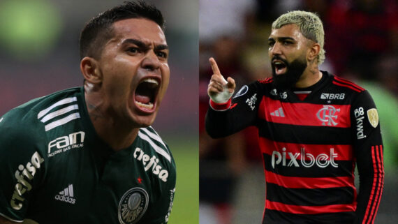 Dudu, atacante do Palmeiras, Gabigol, atacante do Flamengo (foto: AFP)