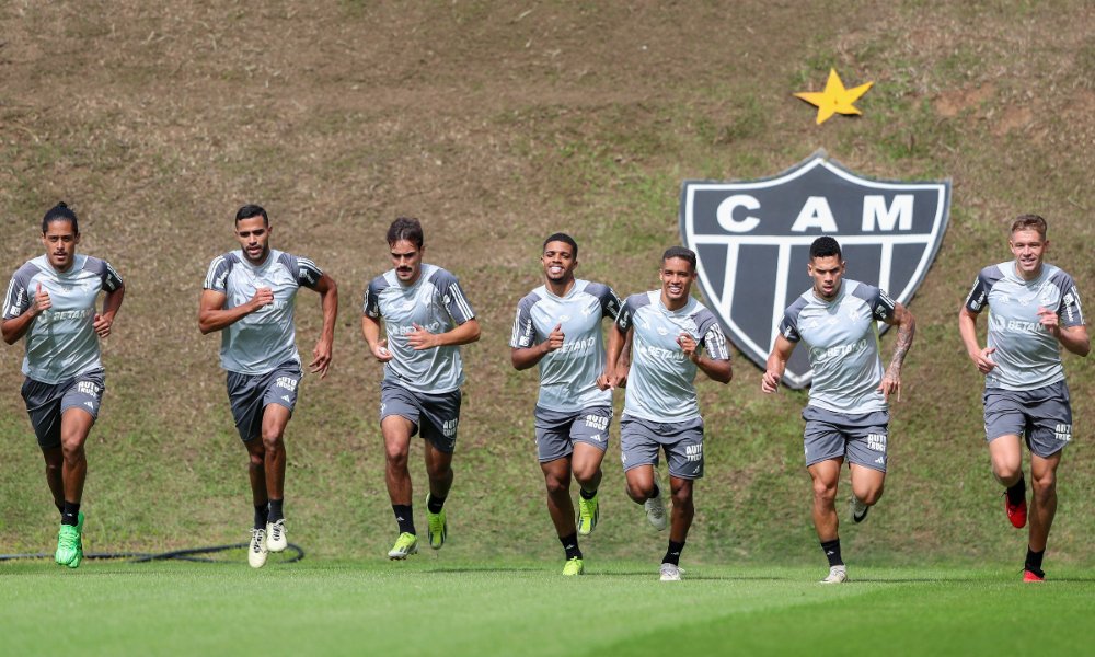 Jogadores do Atlético em treino na Cidade do Galo (foto: Pedro Souza/Atlético)