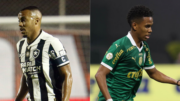 Marlon Freitas, do Botafogo, e Estêvão, do Palmeiras (foto: Vitor Silva/Botafogo e Cesar Greco/Palmeiras/by Canon)