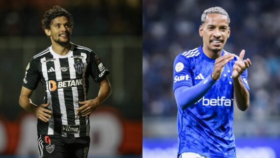 Matheus Pereira e Scarpa (foto: Pedro Souza / Atlético - Gustavo Aleixo/Cruzeiro)