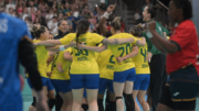 Jogadoras da Seleção Brasileira Feminina de Handebol na Olimpíada de Paris 2024 (foto: Leandro Couri/EM/D.A Press)