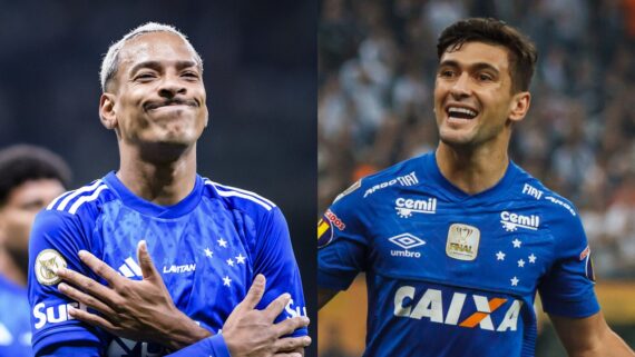 Matheus Pereira e Arrascaeta (foto: Gustavo Aleixo e Vinnicius Silva/Cruzeiro)
