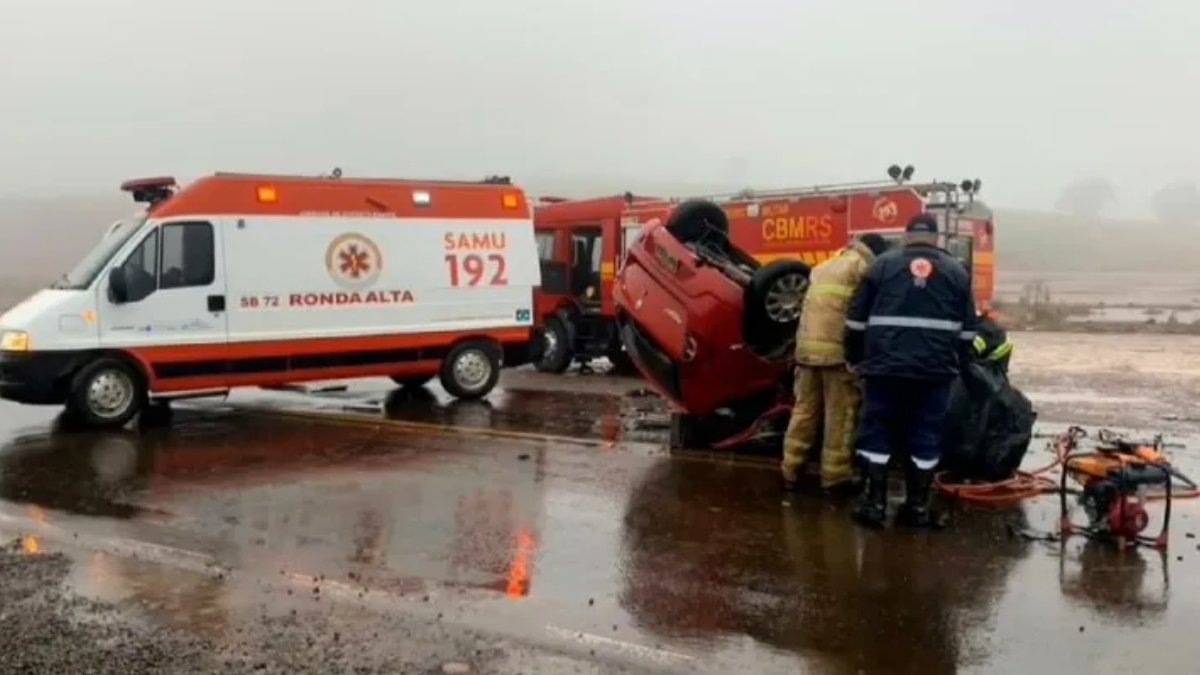 Acidente que matou três jogadores de basquete e acompanhante foi na altura do quilômetro 101 da RRS-324, em Ronda Alta-RS (foto: Reprodução/Redes Sociais)