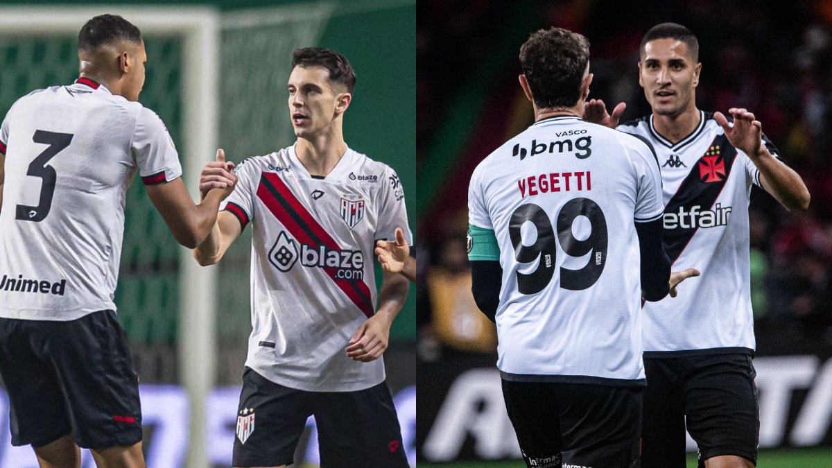 Atlético-GO e Vasco se enfrentam pelo Brasileiro (foto: Anderson Lira/Atlético-GO e Leandro Amorim/Vasco)