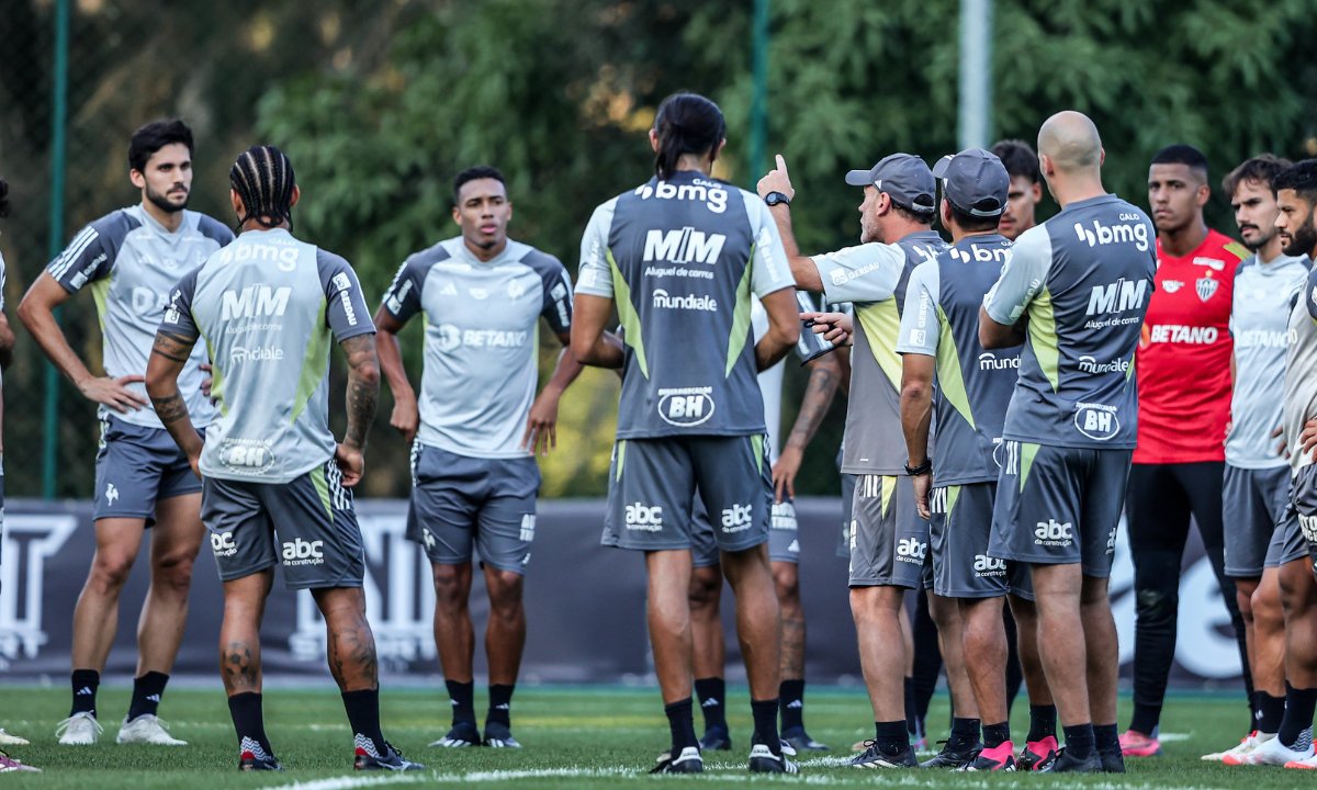 Jogadores do Atlético na Cidade do Galo (foto: Pedro Souza / Atlético)