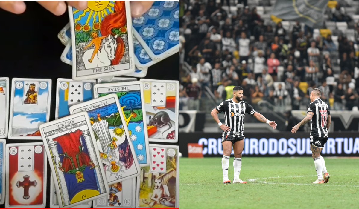 Cartas de tarot e jogadores do Atlético (foto: Reprodução e Ramon Lisboa/EM/D.A. Press)