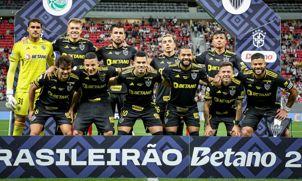 Jogadores do Atlético antes da partida contra o Juventude (foto: Pedro Souza/Atlético)
