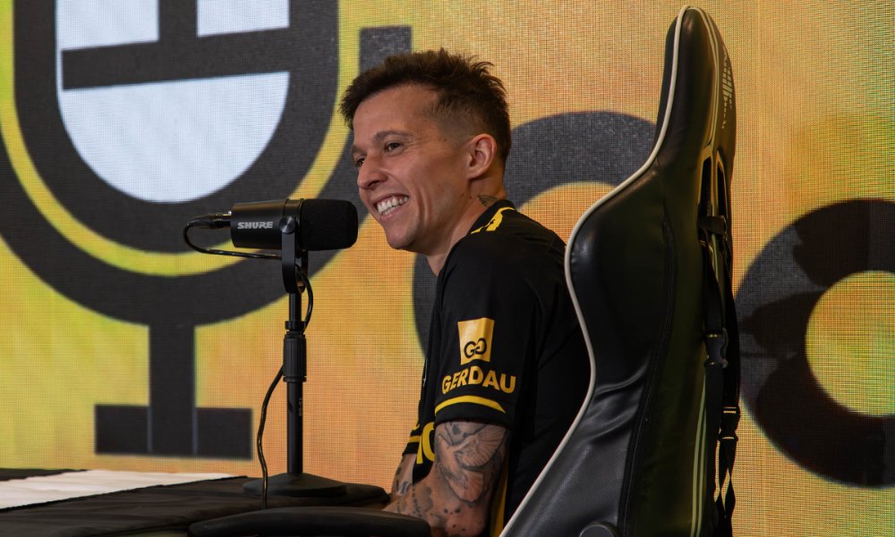 Bernard durante participação no GaloCast (foto: Pedro Souza/Atlético)