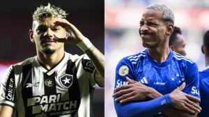 Tiquinho Soares, do Botafogo, e Matheus Pereira, do Cruzeiro - Crédito: 