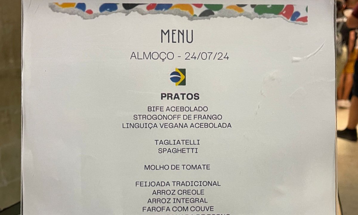 Cardápio dos atletas em Paris (foto: João Vitor Marques/No Ataque)
