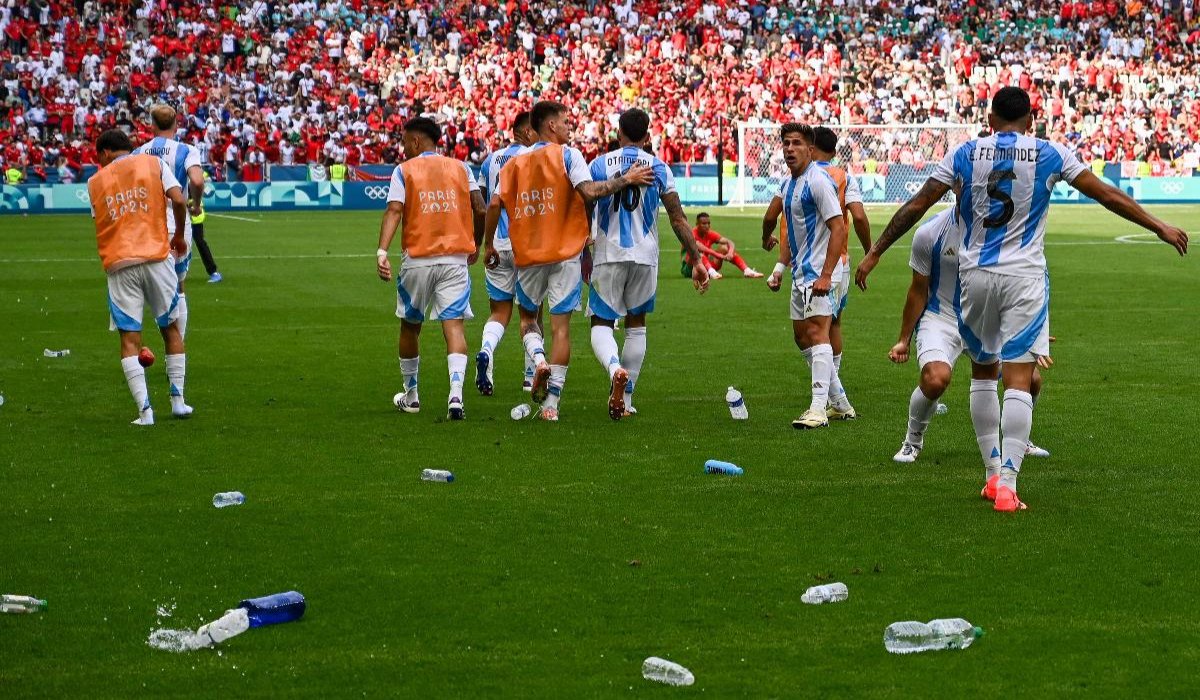 Jogadores da Argentina (foto: Arnaud FINISTRE / AFP)