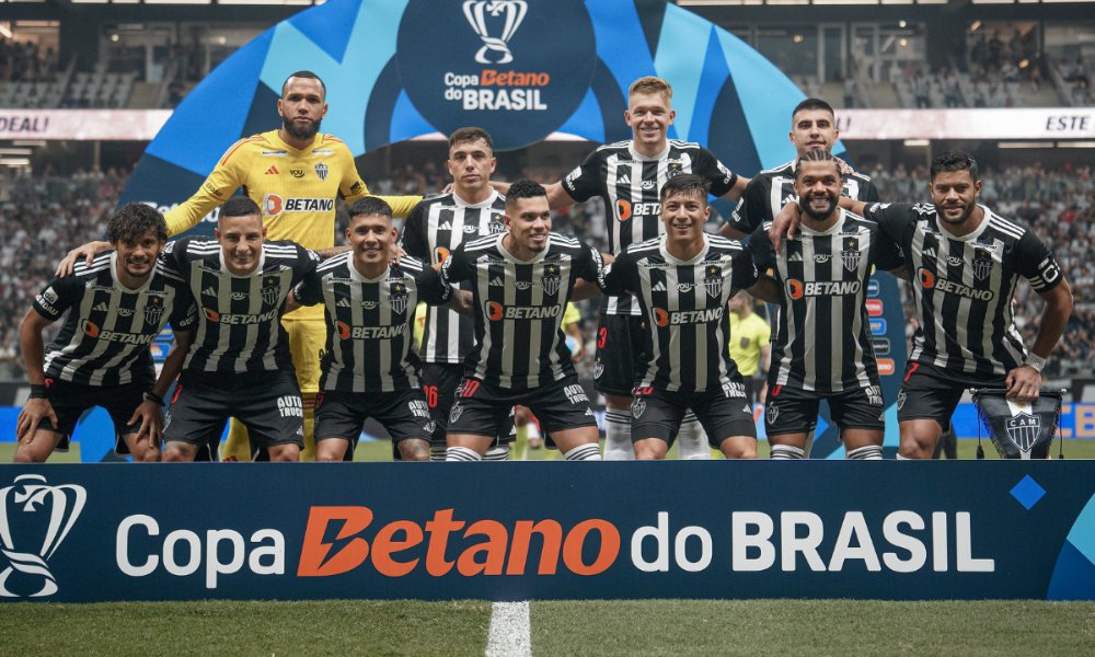 Jogadores do Atlético antes de jogo da Copa do Brasil na Arena MRV (foto: Pedro Souza/Atlético)