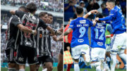 Jogadores de Atlético e Cruzeiro comemoram gols (foto: Pedro Souza/Atlético e Staff Images/Cruzeiro)