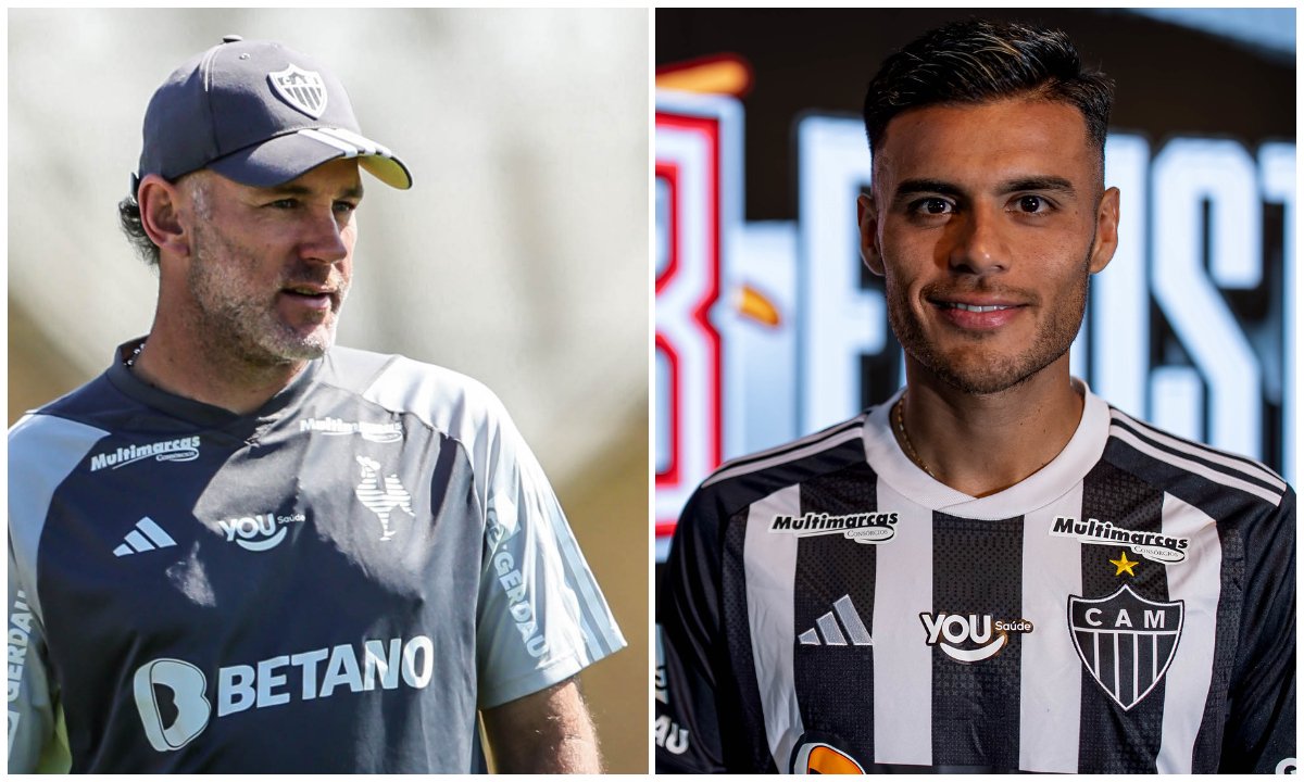 Milito e Fausto Vera no Atlético (foto: Pedro Souza/Atlético)