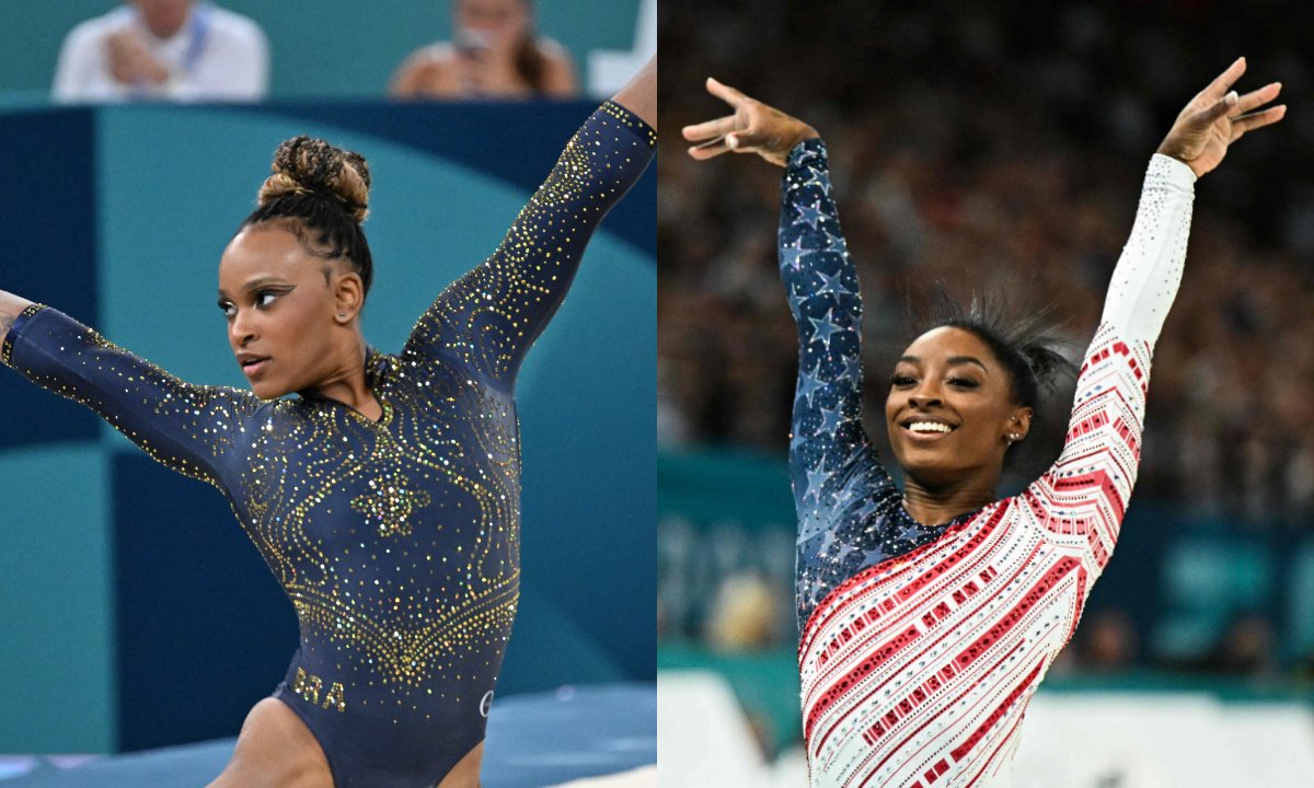 Rebeca Andrade e Simone Biles vão disputar final da ginástica (foto: Leandro Couri/EM DA Press--- AFP)