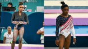 Rebeca Andrade e Simone Biles na Olimpíada de Paris (foto: Leandro Couri/EM/DA Press ---- AFP)