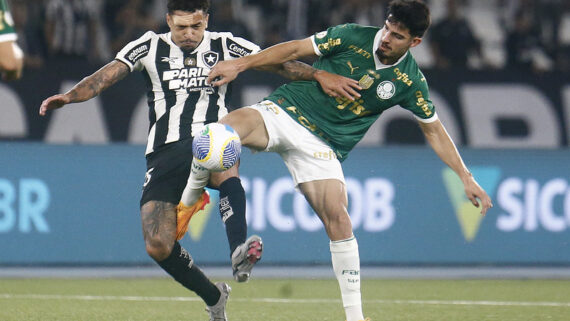 Gregore, do Botafogo, e Flaco López, do Palmeiras (foto: Vítor Silva/Botafogo)