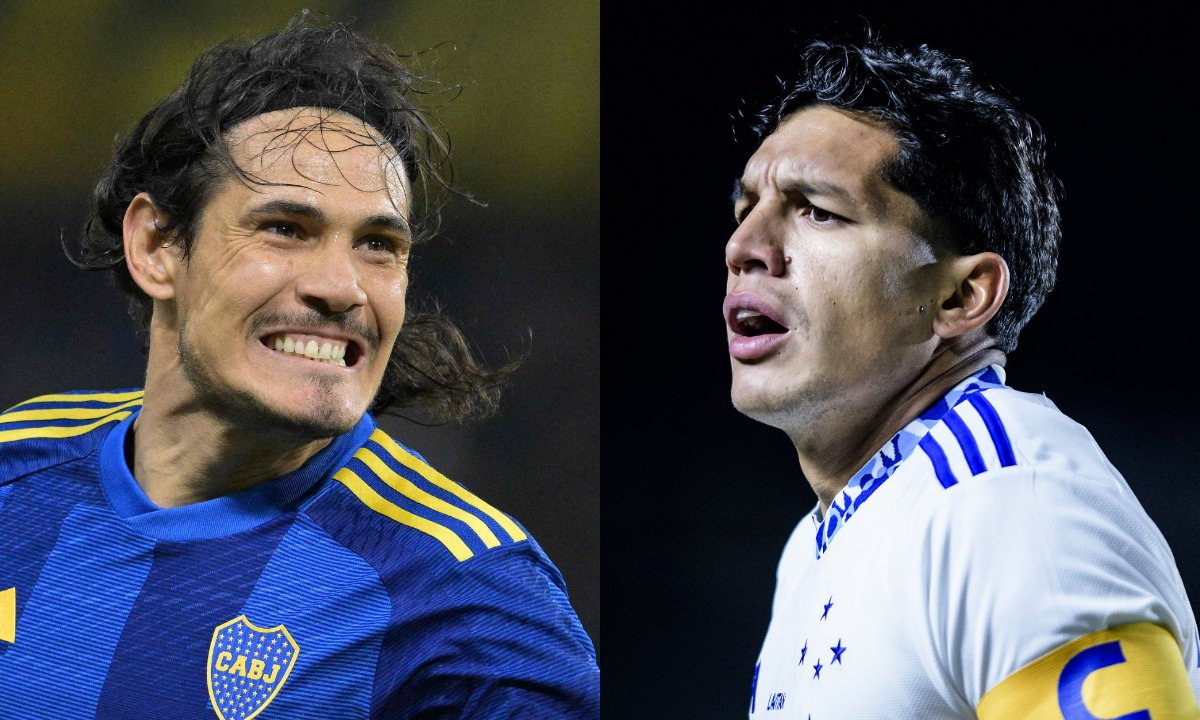 Cavani e Lucas Romero (foto: Montagem de fotos de Juan Mabromata/AFP e Gustavo Aleixo/Cruzeiro)