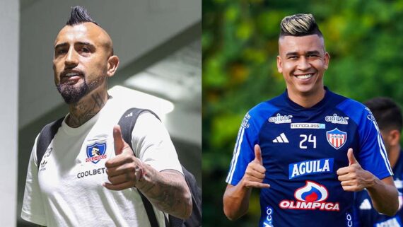 Jogadores das equipes (foto: Divulgação / Colo-Colo e Junior Barranquilla)