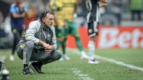 Gabriel Milito, técnico do Atlético, na Arena MRV (foto: Pedro Souza/Atlético)