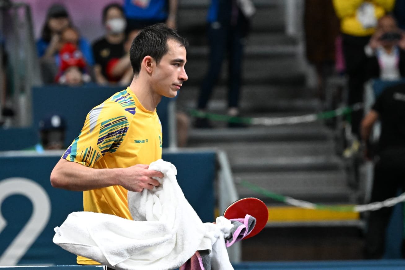 Hugo Calderano lutou bastante, mas ficou sem a medalha de bronze em Paris (foto: Leandro Couri/EM/D.A Press)