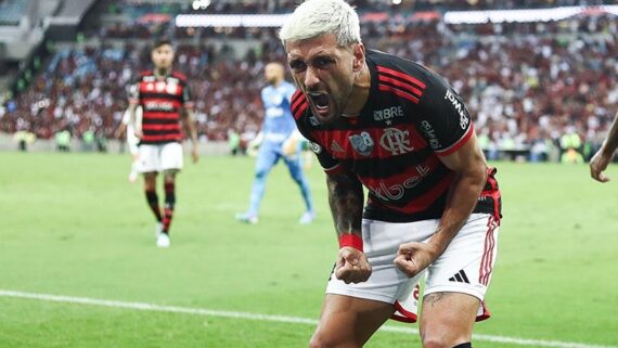 Arrascaeta, do Flamengo, comemorando (foto: Gilvan de Souza / CRF)