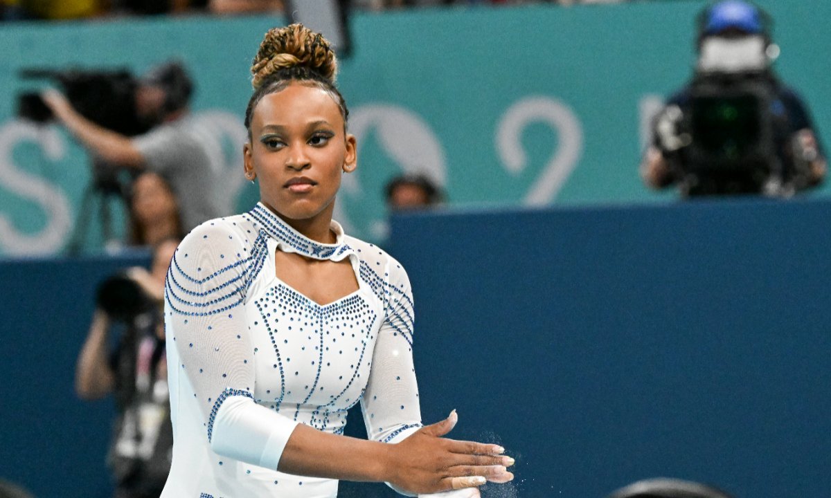 Rebeca Andrade durante apresentação no salto (foto: Leandro Couri/EM/D.A.Press)