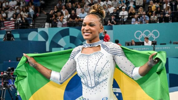 Rebeca Andrade conquistou a medalha de prata no salto nos Jogos Olímpicos de Paris (foto: Leandro Couri/EM/D.A Press)