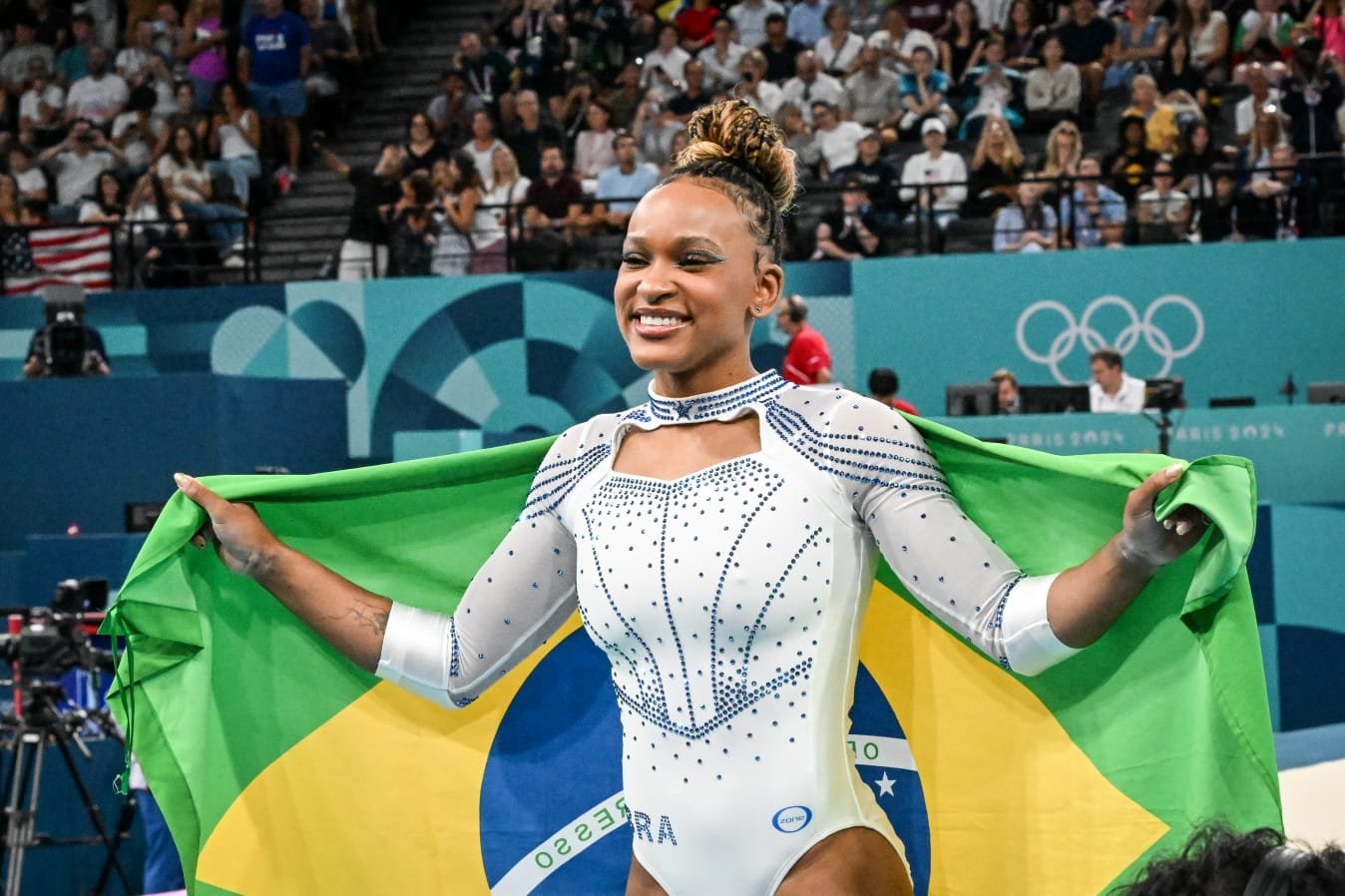 Rebeca Andrade conquistou a medalha de prata no salto nos Jogos Olímpicos de Paris (foto: Leandro Couri/EM/D.A Press)