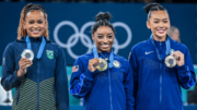 Ginastas Rebeca Andrade, Simone Biles e Sunisa Lee (foto: Leandro Couri/EM/D.A Press)