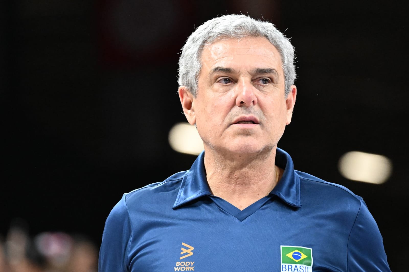 José Roberto Guimarães, técnico da Seleção Brasileira, na vitória sobre a República Dominicana em Paris 2024 (foto: Leandro Couri/EM/D.A Press)