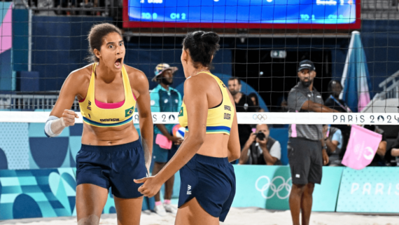 Duda e Ana Patrícia, brasileiras do vôlei de praia em Paris 2024 (foto: Leandro Couri/EM/D.A Press)