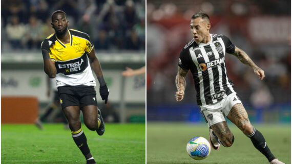 Bolasie e Vargas, atacantes de Criciúma e Atlético, respectivamente (foto: Cleiton Ramos/Criciúma e Pedro Souza/Atlético)