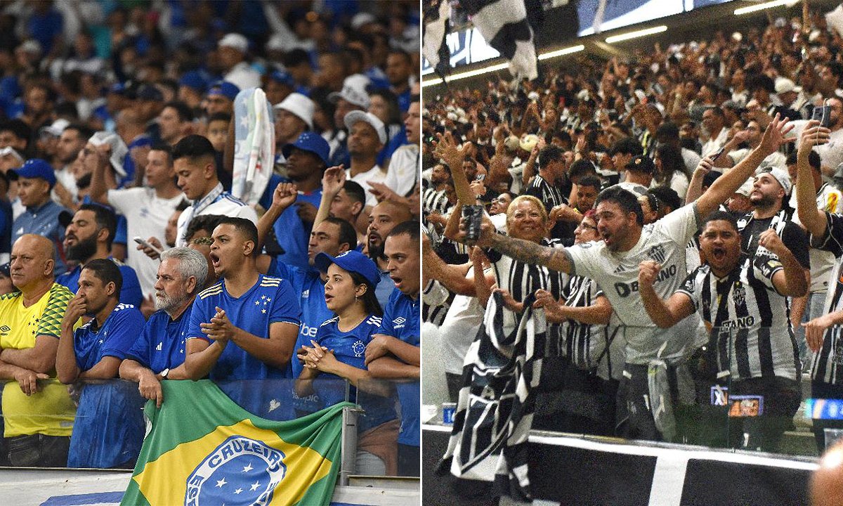 Torcidas de Cruzeiro e Atlético no Mineirão e na Arena MRV (foto: Ramon Lisboa/EM D.A Press)