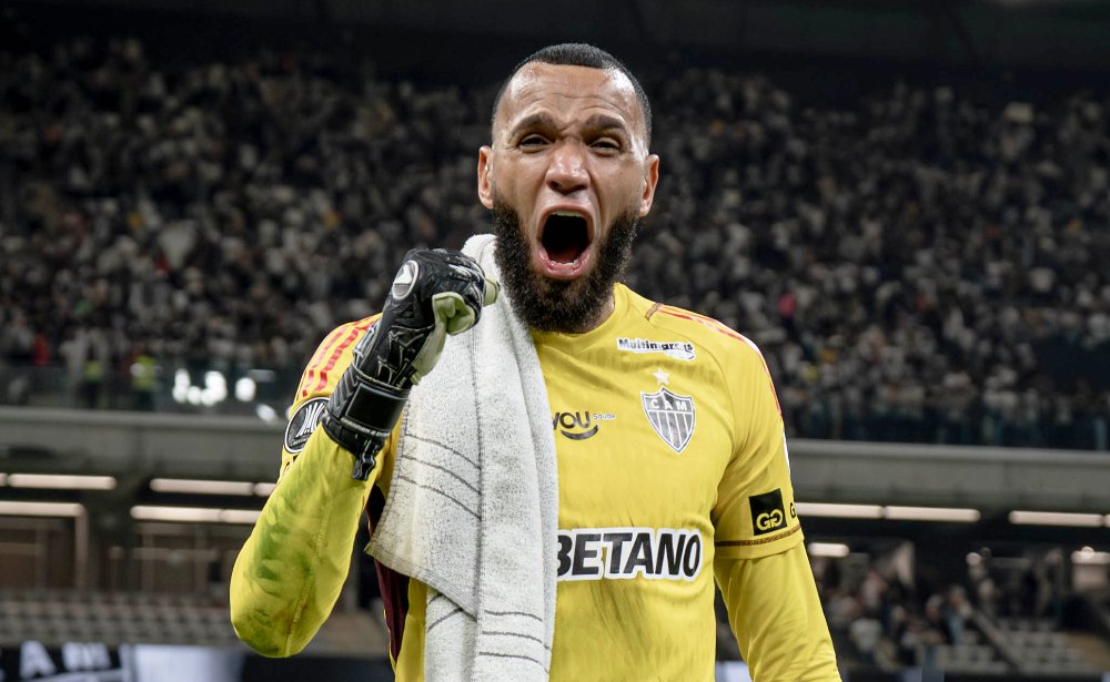 Everson, goleiro do Atlético, comemora classificação na Libertadores (foto: Pedro Souza/Atlético)