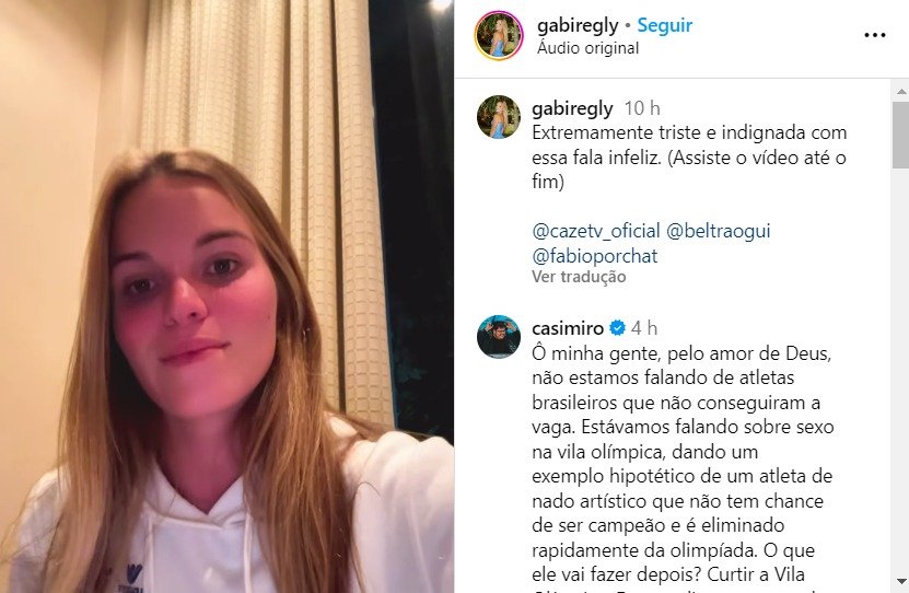 Gabi Regly, atleta da Seleção Brasileira de Nado Artístico (foto: Reprodução/Instagram)