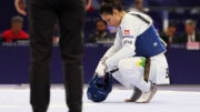 Maria Clara Pacheco lamenta derrota nas quartas de final dos Jogos Olímpicos de Paris 2024 (foto: DAVID GRAY/AFP)