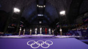 Pódio do taekwondo em Paris (foto: AFP)