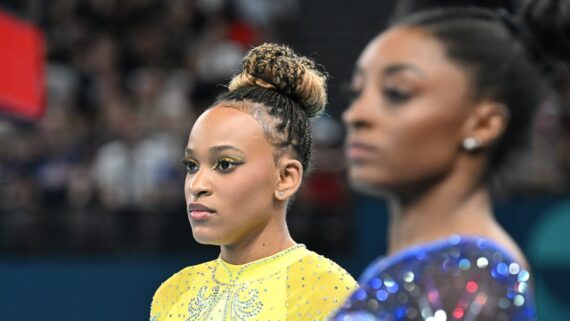 Rebeca Andrade e Simone Biles (foto: Leandro Couri/EM/D.A Press)