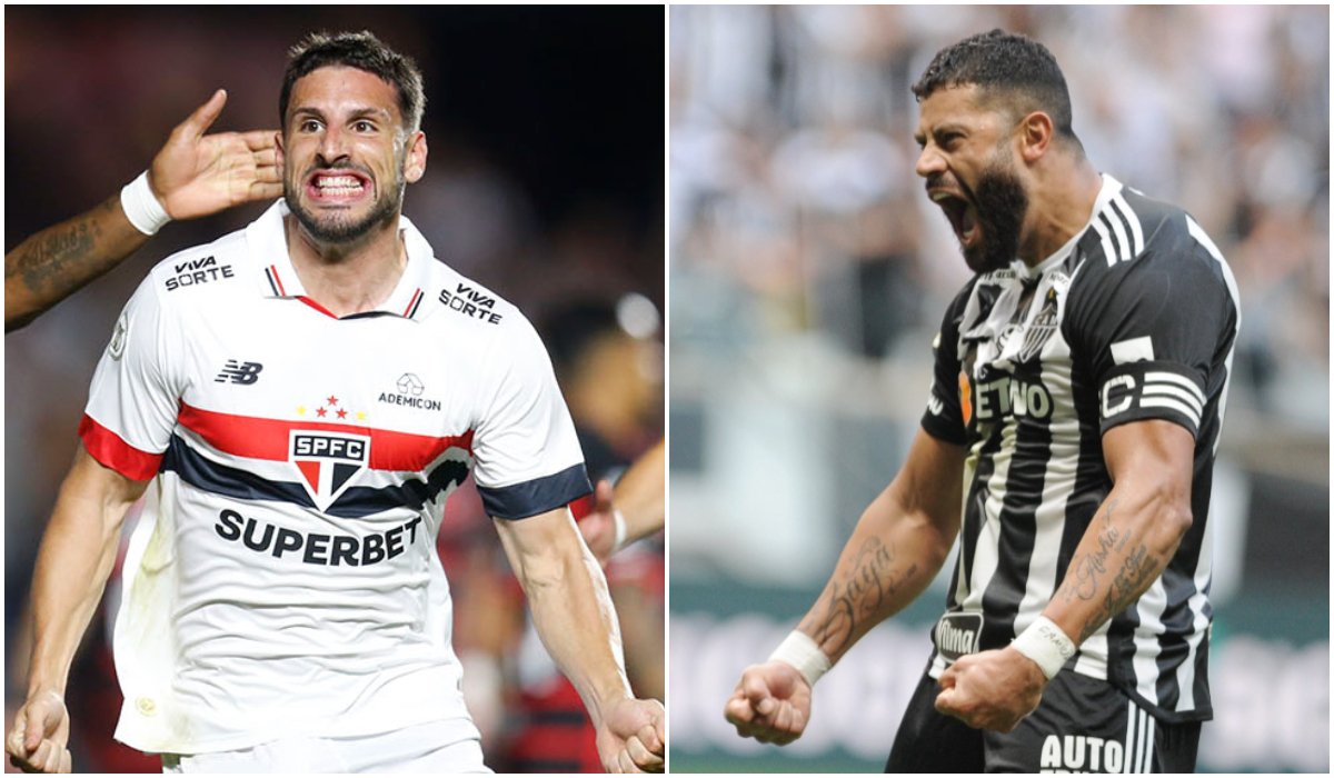 Calleri e Hulk, destaques de São Paulo e Atlético, respectivamente (foto: Montagem com imagens de Paulo Pinto/São Paulo e Alexandre Guzanshe/EM/D.A Press)