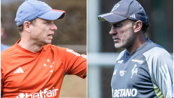 Cruzeiro x Atlético terá duelo entre os técnicos Fernando Seabra e Gabriel Milito na beira do campo (foto: Gustavo Aleixo/Cruzeiro e Pedro Souza/Atlético)