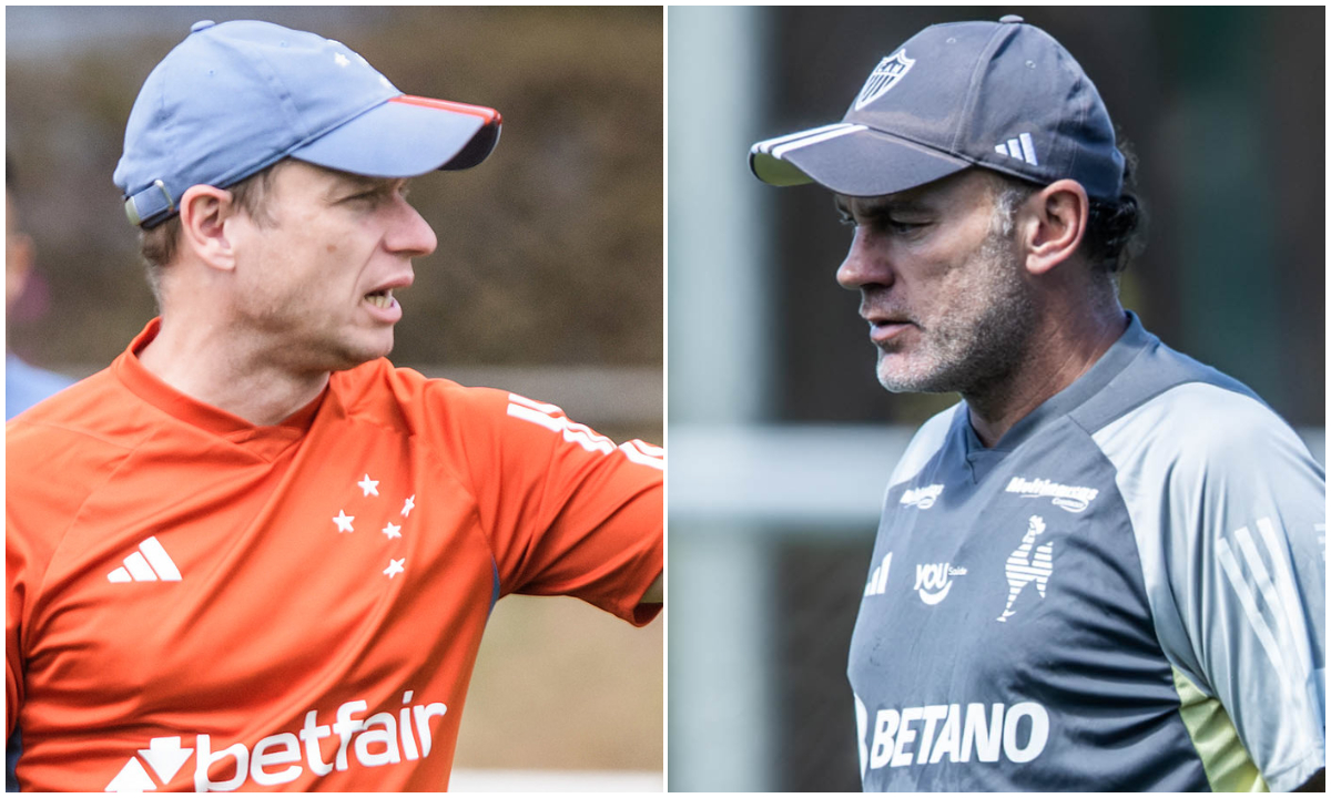 Cruzeiro x Atlético terá duelo entre os técnicos Fernando Seabra e Gabriel Milito na beira do campo - (foto: Gustavo Aleixo/Cruzeiro e Pedro Souza/Atlético)