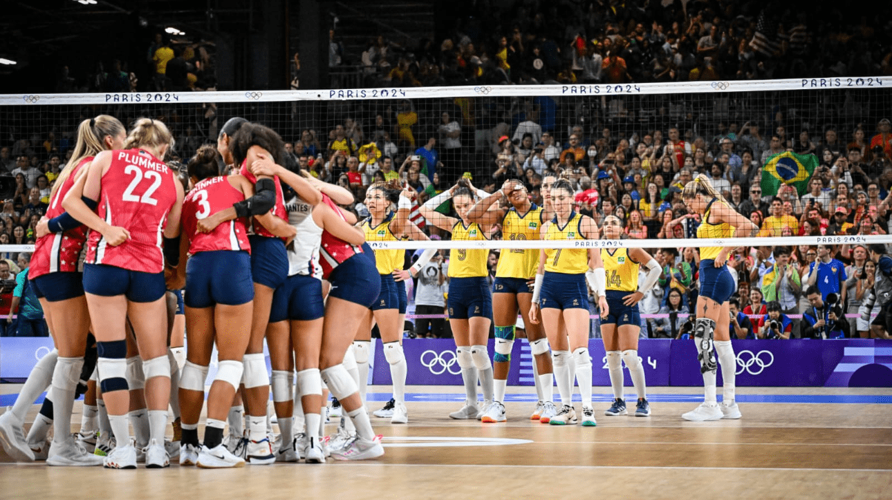Seleção Brasileira Feminina de Vôlei sofreu dura derrota diante dos Estados Unidos, pela semifinal da Olimpíada de Paris 2024 (foto: Leandro Couri/EM/D.A Press)
