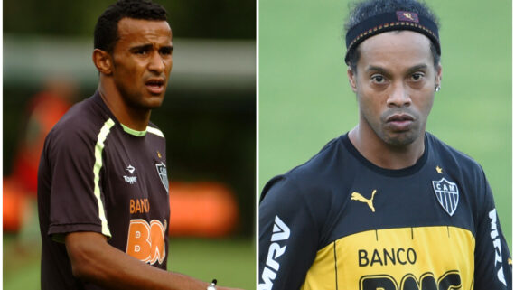 Serginho e Ronaldinho foram companheiros no Atlético entre 2012 e 2013 (foto: Alexandre Guzanshe/EM/D.A Press. Brasil)