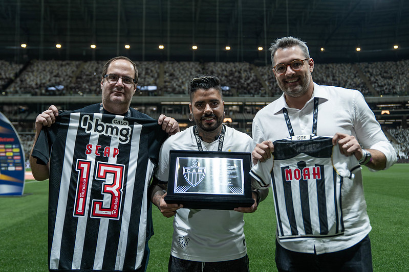 Diogo Kotscho, Thiago Scap e Léo Barbosa na Arena MRV - (foto: Pedro Souza/Atlético)