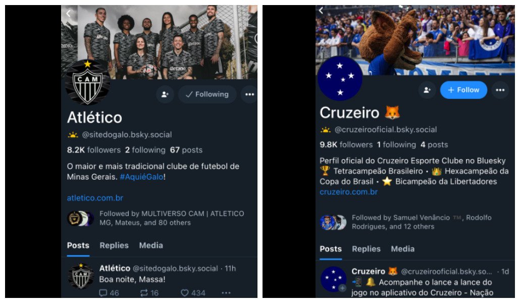 Contas de Atlético e Cruzeiro (foto: Reprodução/Bluesky)
