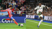 Griezmann, do Atlético de Madrid, e Vinicius Jr, do Real Madrid (foto: Thomas COEX / AFP e JAVIER SORIANO / AFP)